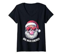 Femme Big Nick Energy Gomme de Noël Motif Père Noël T-Shirt avec Col en V