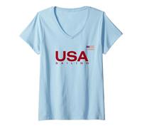 Femme Big USA Sailing T-Shirt avec Col en V