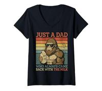 Femme Bigfoot Dad, Juste Un père Qui revenait Toujours avec du Lait T-Shirt avec Col en V