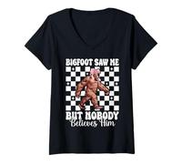 Femme Bigfoot m'a vu mais personne ne le croit, une drôle de sasquatch T-Shirt avec Col en V