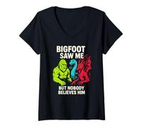 Femme Bigfoot m'a vu, Personne ne Le croit, Un cryptide Amusant pour Hommes T-Shirt avec Col en V