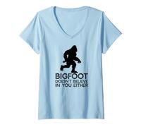 Femme Bigfoot NE CROIT Pas en Vous Either Yeti Sasquatch T-Shirt avec Col en V