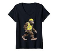 Femme Bigfoot Ouvrier de Construction Sasquatch Builder T-Shirt avec Col en V