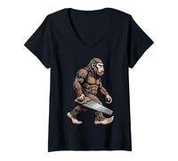 Femme Bigfoot Scie à Main Sasquatch pour Le Travail du Bois T-Shirt avec Col en V