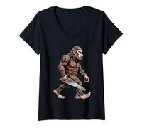 Femme Bigfoot Scie à Main Sasquatch pour Le Travail du Bois T-Shirt avec Col en V