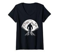Femme Bigfoot sur Les Rails Train Spotter T-Shirt avec Col en V