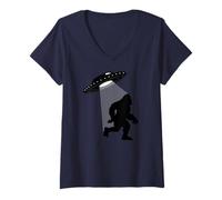 Femme Bigfoot UFO Alien ENLEVAGE Sasquatch Big Foot Area 51 Meme T-Shirt avec Col en V