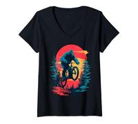 Femme Bigfoot Vélo VTT Vélo Drôle T-Shirt avec Col en V