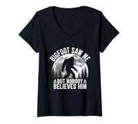 Femme Bigfoot Vintage m'a vu mais Personne ne Le croit T-Shirt avec Col en V