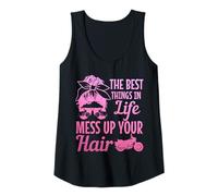 Femme Biker Girl Best Things in Life Mess Up You Hair Moto Débardeur