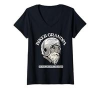 Femme Biker Grandpa The Man The Legend Motorcycle Enthusiast T-Shirt avec Col en V