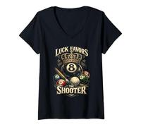 Femme Billard À 8 Boules Luck Favors The Shooter T-Shirt avec Col en V