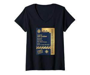 Femme Billet de croisière VIP Cruiser First Class Drinker Funny Cruising T-Shirt avec Col en V