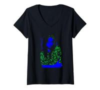 Femme Billie Eilish Music Neon Backlit by Rock Off T-Shirt avec Col en V