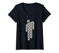 Femme Billie Eilish Officiel Blohsh Noir T-Shirt avec Col en V