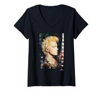 Femme Billy Idol Rebel Yell Chanteur Dystopique Artiste T-Shirt avec Col en V