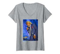 Femme Billy Ocean, la chanteuse Queen Pop des Caraïbes, en Direct de Dick Barnatt T-Shirt avec Col en V