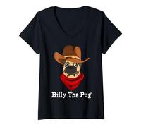Femme Billy The Pug Jouet pour Chien T-Shirt avec Col en V