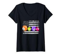 Femme Bingo American Flag Numbers Joueur de bingo patriotique T-Shirt avec Col en V