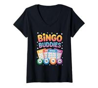 Femme Bingo Buddies Friends Jeu Lucky Numbers Fun Social Winner T-Shirt avec Col en V