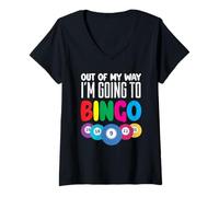 Femme Bingo hors de mon chemin, je vais jouer au bingo T-Shirt avec Col en V