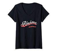 Femme Binôme d'amour Idée-cadeau Binôme de Travail Humour Collègue T-Shirt avec Col en V