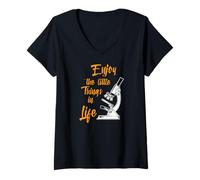 Femme Biologist Microscope Laboratoire - Funny Biology Pun T-Shirt avec Col en V