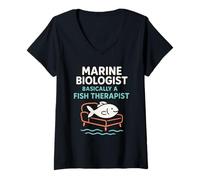 Femme Biologiste Marin océanographe Deep Sea Nerd Science Pride T-Shirt avec Col en V