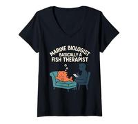 Femme Biologiste Marin océanographe Deep Sea Nerd Science Pride T-Shirt avec Col en V