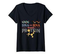Femme Biology Teacher Design pour l'ADN Fait des protéines RNA T-Shirt avec Col en V