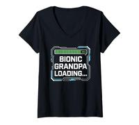 Femme Bionic Grandpa Loading Chirurgie de Remplacement articulaire drôle T-Shirt avec Col en V