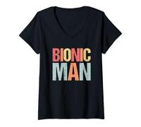 Femme Bionic Man - Blessure blessure Accident fracturé Hanche Jambe Bras Chirurgie T-Shirt avec Col en V
