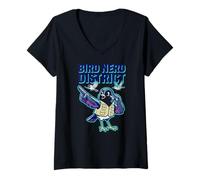 Femme Bird Nerd District Ornithologie Observation des Oiseaux Nature Communauté T-Shirt avec Col en V