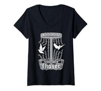 Femme Birdie Chaser Disc Golf Frolf Doves Breaking Basket Chaînes T-Shirt avec Col en V