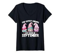 Femme Birthday GNOME Women The Cutest Gnomes are Born in September T-Shirt avec Col en V