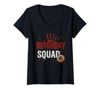 Femme Birthday Squad Horror Movies Funny Scary Party Team T-Shirt avec Col en V
