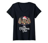 Femme Biscuits au Chapeau de père Noël Oh Christmas Tree T-Shirt avec Col en V