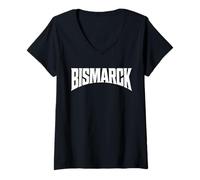 Femme Bismarck Dakota du Nord T-Shirt avec Col en V