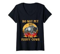 Femme Bison rétro Buffalo T-Shirt avec Col en V