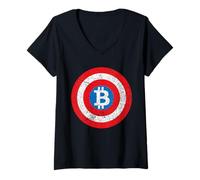 Femme Bitcoin BTC Coin Lune Bitcoin Crypto Crypto-Monnaie Bitcoin T-Shirt avec Col en V