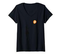 Femme Bitcoin BTC Crypto-Monnaie Satoshi T-Shirt avec Col en V