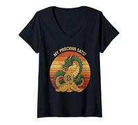 Femme Bitcoin Fantasy Bitcoins Dragon Power Art Bitcoin légendaire T-Shirt avec Col en V