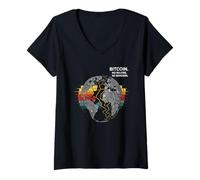Femme Bitcoin pas de règle pas de frontière liberté argent vérité puissance bitcoin T-Shirt avec Col en V