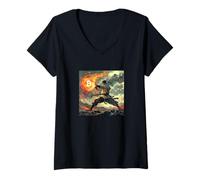 Femme Bitcoin Sangle noire pour judo, arts martiaux, karaté T-Shirt avec Col en V