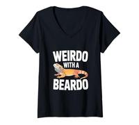 Femme Bizarre avec Un Beardo! T-Shirt avec Col en V