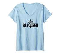 Femme BJJ Queen Grappling No-Gi Dojo Combat au Sol T-Shirt avec Col en V