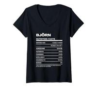 Femme Björn Valeur Nutritive Nom Drôle T-Shirt avec Col en V
