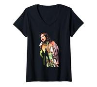 Femme Bjork Earth Intruders Volta Live Glastonbury 2007 T-Shirt avec Col en V