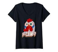 Femme Black Bird, F-Caw-F Funny Chicken Imitating Goth Black Crow T-Shirt avec Col en V
