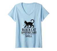 Femme Black Cat Apothicaire Stop in for A Spell T-Shirt avec Col en V